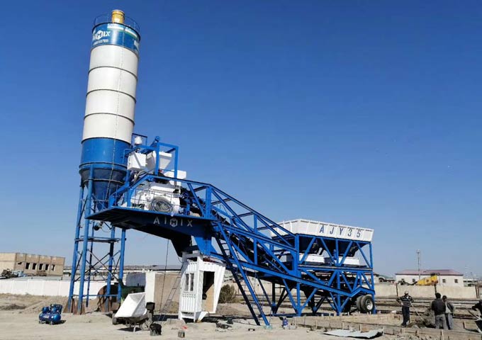 Мобильный бетонный завод AJY35 установил в Узбекистане