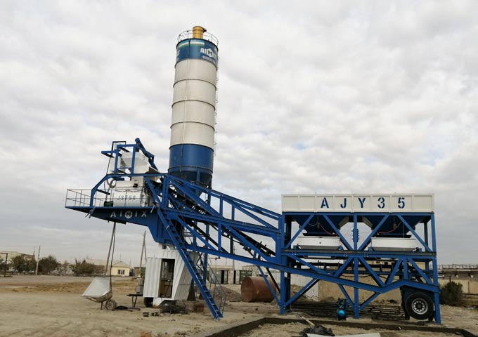Мобильный бетонный завод AJY35 установил в Узбекистане